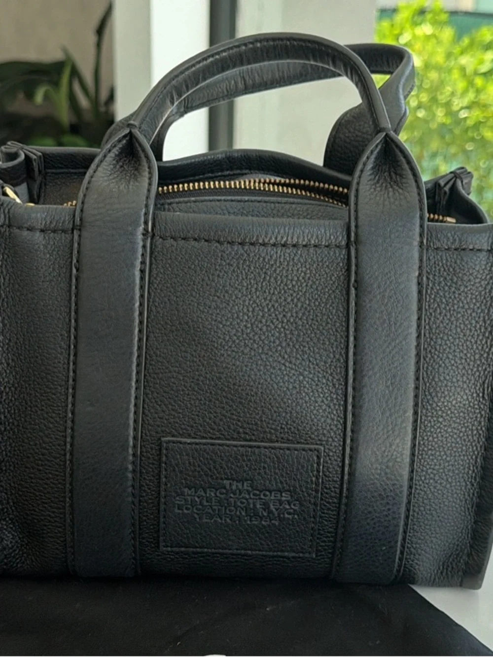 Marc Jacobs Black Drawstring Tote with White Logo